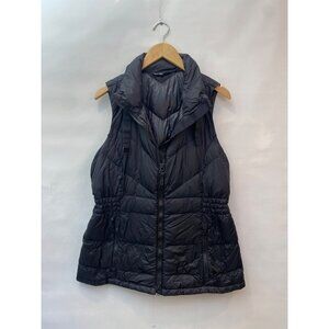 Athleta Women's Banner Down Vest Black Puffer Quilted Size Large Zip Front